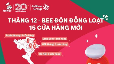 Jollibee kỷ niệm 20 năm tại Việt Nam, tăng tốc mở thêm 15 cửa hàng trong tháng 12