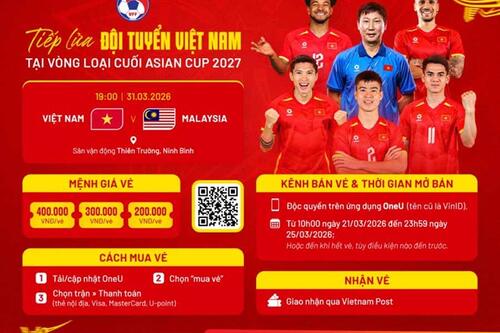 Mở bán vé trận tuyển Việt Nam gặp Malaysia tại vòng loại Asian Cup 2027