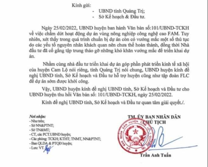 Động thái bất ngờ liên quan đến dự án nông nghiệp 370 tỉ đồng thuộc Tập đoàn FLC - Ảnh 1.