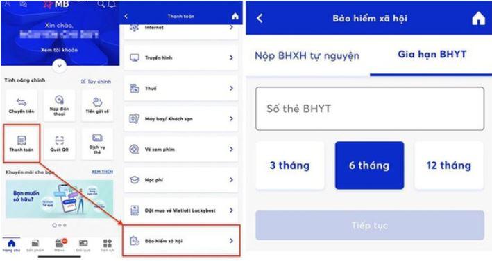 Các bước đóng BHXH, gia hạn BHYT online đơn giản thông qua app ngân hàng - Ảnh 4