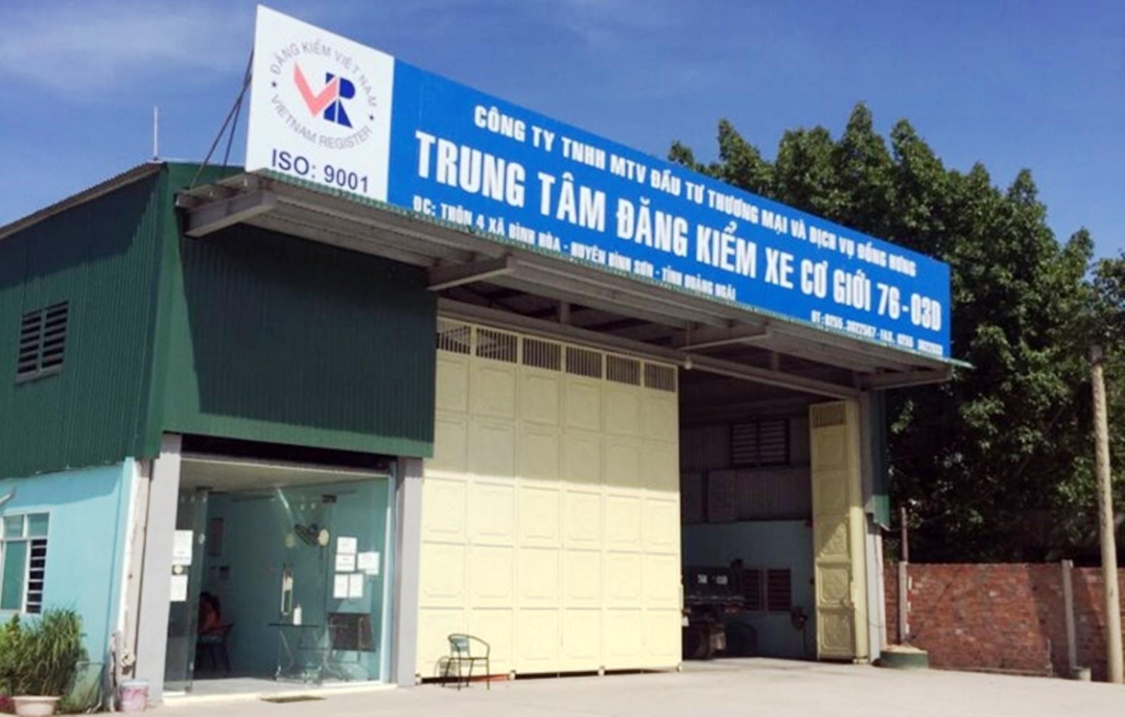 Trụ sở Trung tâm đăng kiểm xe cơ giới 76-03D. Ảnh: Ngọc Viên