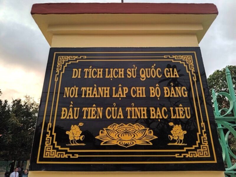 Di tích nơi thành lập Chi bộ Đảng đầu tiên tại tỉnh Bạc Liêu. Ảnh: Nhật Hồ