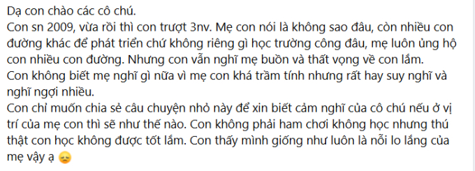 Con trượt hết nguyện vọng vào 10, bà mẹ TP.HCM nói một câu mà ai cũng phục, nhưng những suy tư sau đó mới đáng suy ngẫm- Ảnh 1.