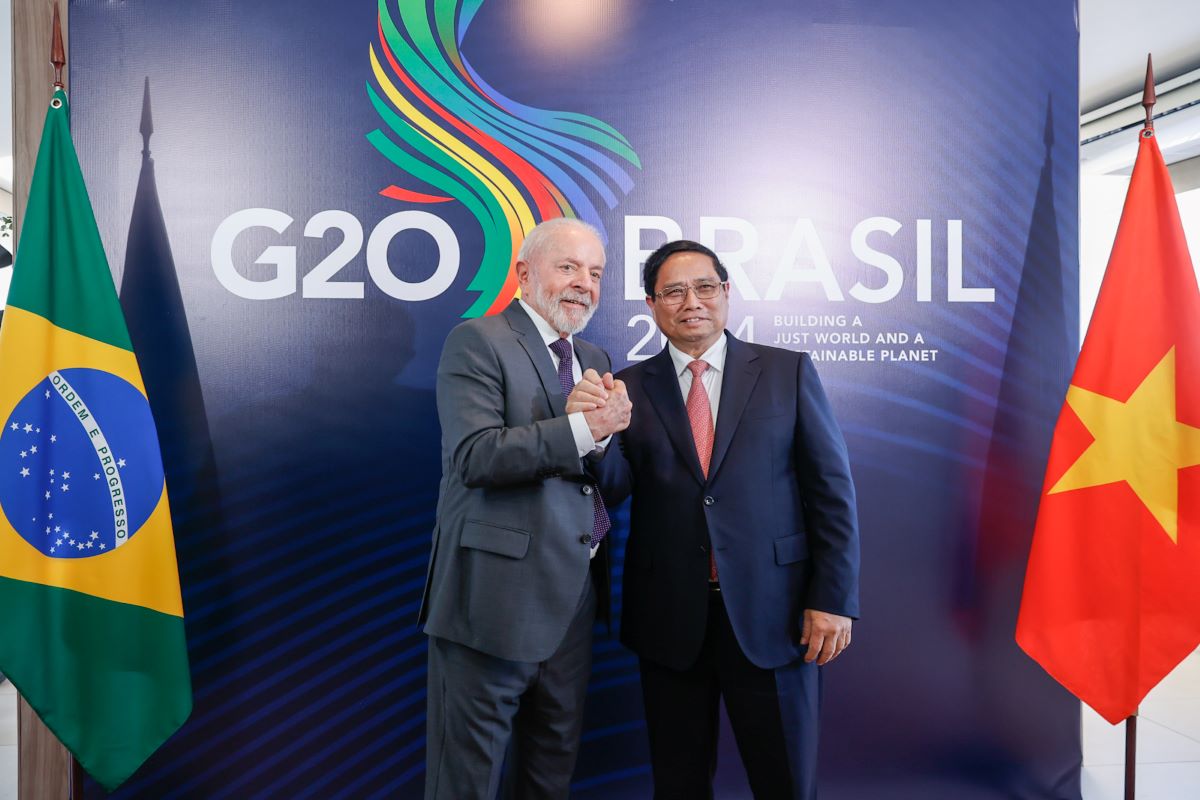 Thủ tướng Chính phủ Phạm Minh Chính và Tổng thống Brazil Luiz Inácio Lula da Silva. Ảnh: VGP