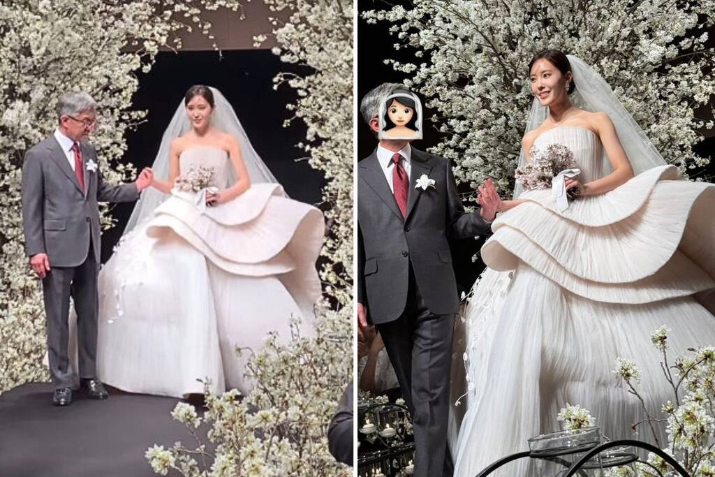 3 chiếc váy được Hyomin diện trong đám cưới. Ảnh: chụp màn hình