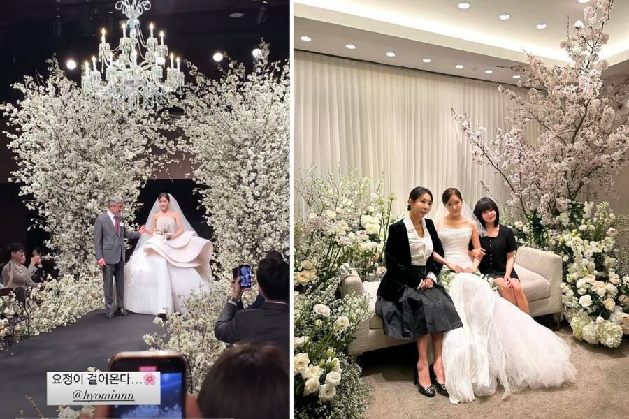 Không gian nơi tổ chức hôn lễ của Hyomin được trang trí ngập tràn hoa. Ảnh: chụp màn hình