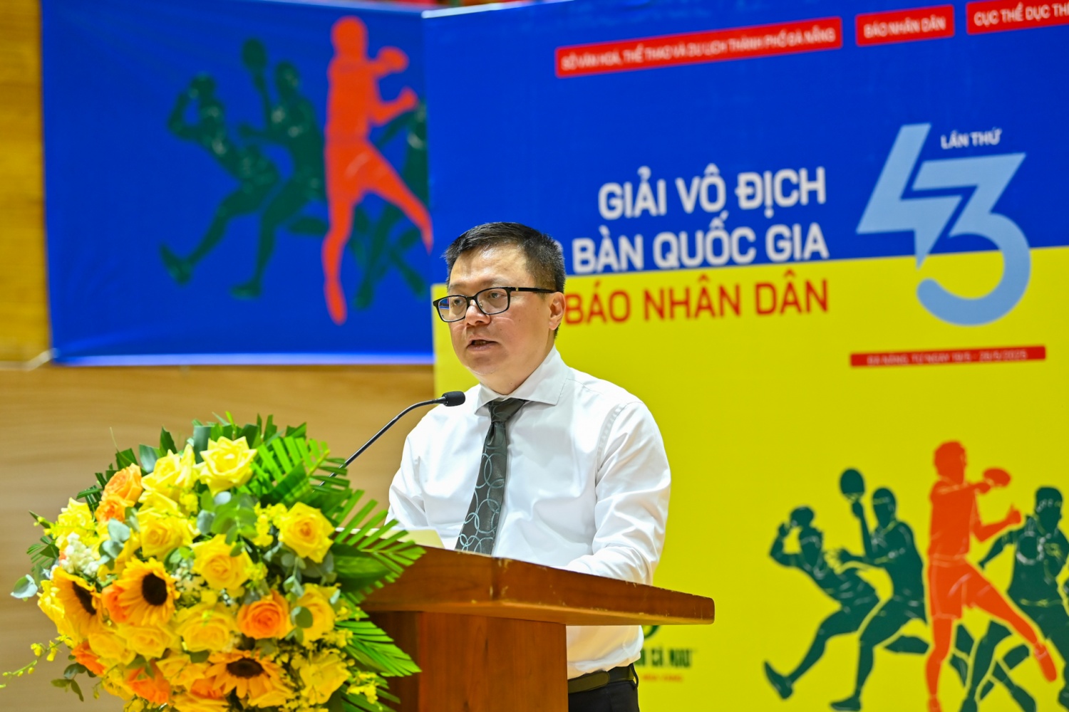 Ông Lê Quốc Minh - Tổng Biên tập Báo Nhân Dân, Trưởng Ban Chỉ đạo Giải phát biểu tại lễ Khai mạc. Ông Lê Quốc Minh - Tổng Biên tập Báo Nhân Dân, Trưởng Ban Chỉ đạo Giải phát biểu tại lễ Khai mạc.