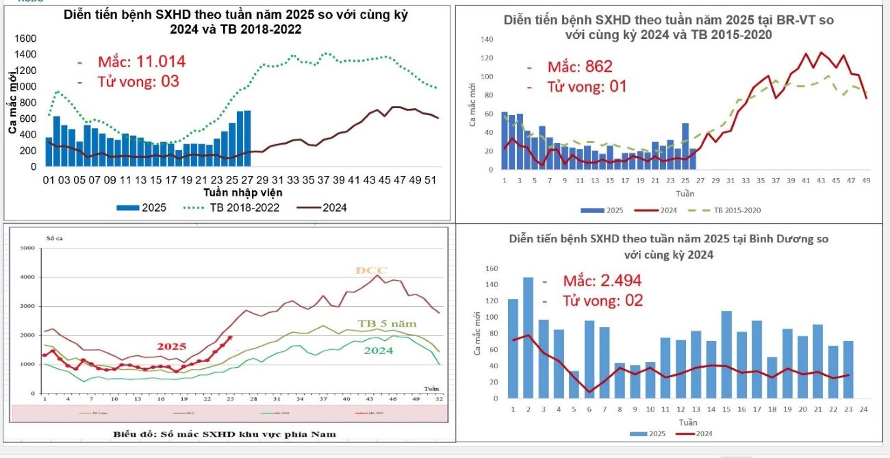 Tình hình bệnh sốt xuất huyết Dengue đến tuần 27. Ảnh: HCDC cung cấp