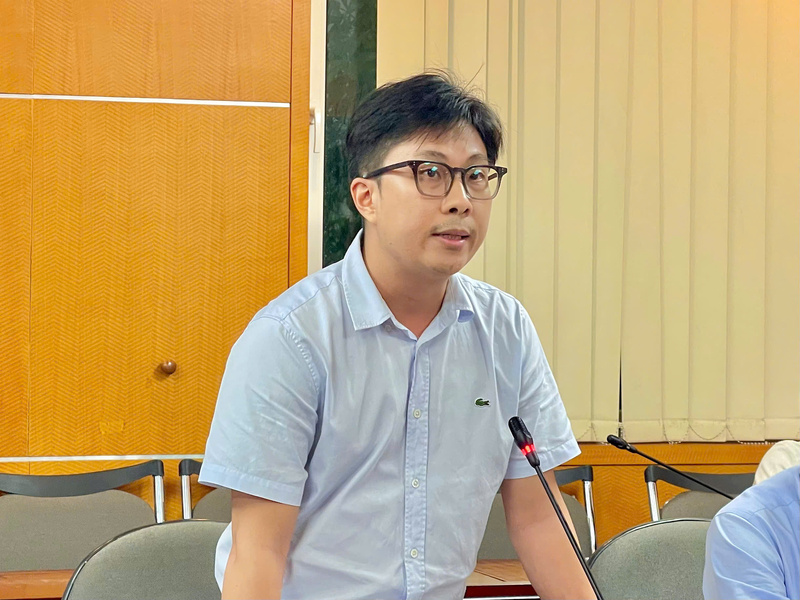 Phó Trưởng phòng Phát triển năng lực xúc tiến thương mại, Cục Xúc tiến thương mại (Bộ Công Thương) Nguyễn Thành Dương phát biểu tại hội nghị.