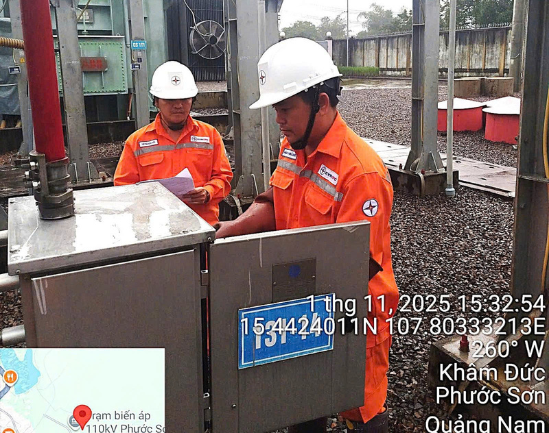 Đóng điện máy biến áp T1 của trạm biến áp 110kV Phước Sơn thành công. Ảnh: PC Đà Nẵng