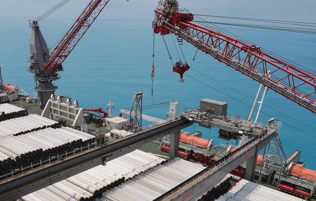 Đường ống TurkStream trong quá trình xây dựng năm 2019. Ảnh: TASS