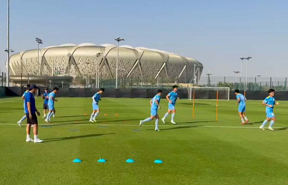 U23 Việt Nam đang có tinh thần tốt sau chiến thắng trước U23 Jordan. Ảnh: VFF