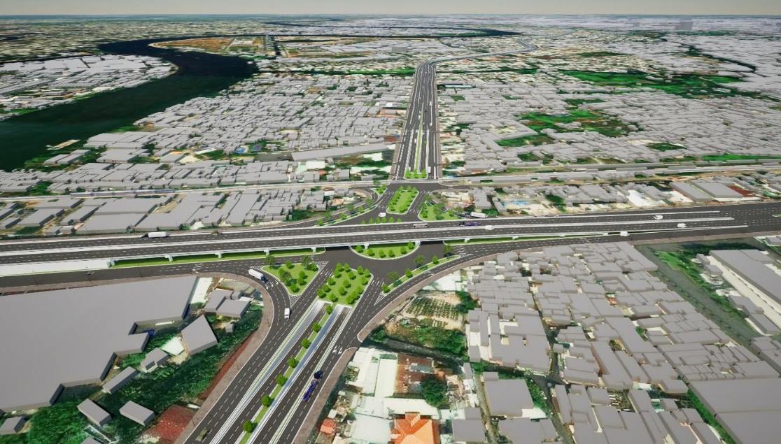 Phối cảnh nút giao Bình Lợi.  Ảnh: Sở Xây dựng TPHCM