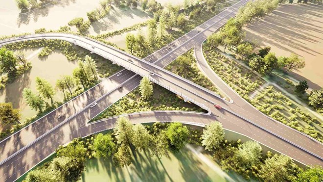 Phối cảnh một cầu vượt ngang cao tốc TPHCM - Mộc Bài. Ảnh: Ban Giao thông TPHCM