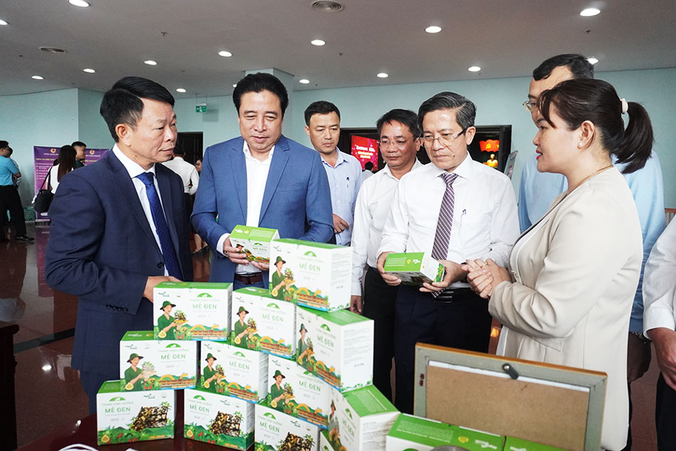 Đại biểu tham quan các gian hàng trưng bày sản phẩm xanh, công nghệ xanh tại Hội thảo “Thúc đẩy chuyển đổi xanh, hướng tới thành phố sinh thái và thông minh”. Ảnh: Trần Thi