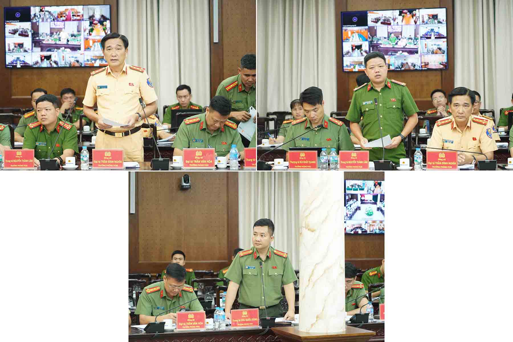 Đại diện Chỉ huy các phòng chức năng thuộc CATP phát biểu tham luận tại hội nghị. Ảnh: Công an Hà Nội