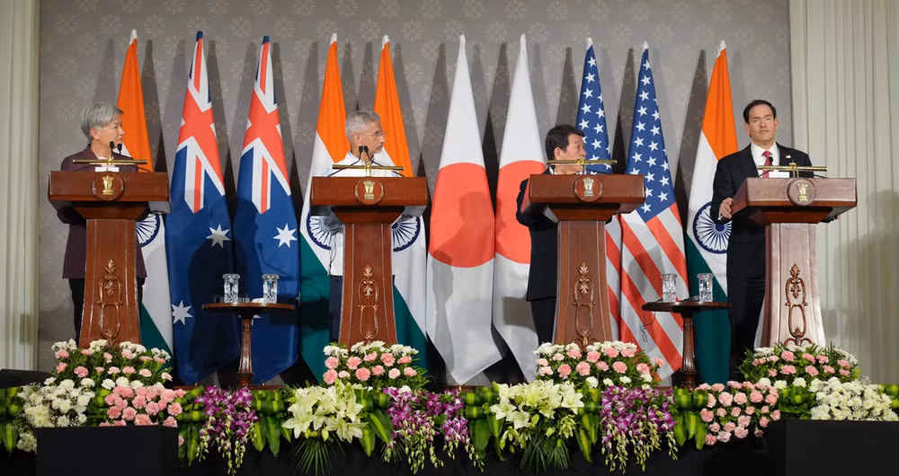 Cuộc họp giữa Ngoại trưởng Úc Penny Wong, Ngoại trưởng Ấn Độ S. Jaishankar, Ngoại trưởng Nhật Bản Toshimitsu Motegi và Ngoại trưởng Mỹ Marco Rubio, ngày 26/5. Ảnh: X/ASDylanJohnson untitled-2655.png