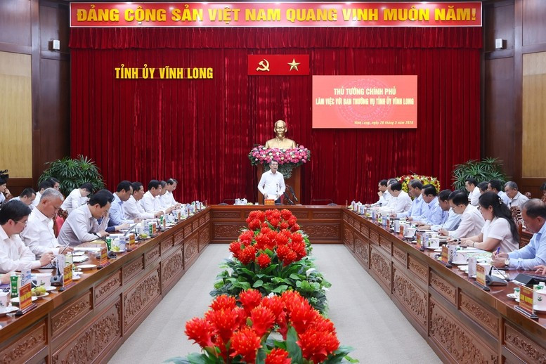 Thủ tướng Lê Minh Hưng chủ trì cuộc làm việc với Ban Thường vụ Tỉnh ủy Vĩnh Long - Ảnh: VGP Thủ tướng Lê Minh Hưng chủ trì cuộc làm việc với Ban Thường vụ Tỉnh ủy Vĩnh Long - Ảnh: VGP