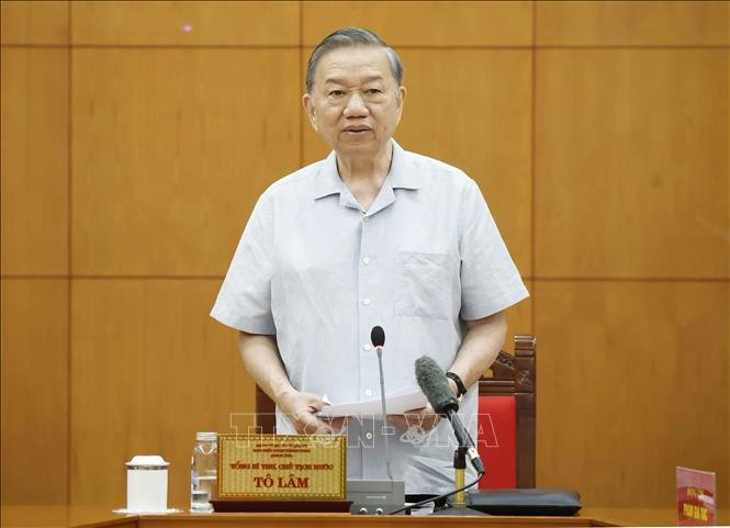 Tổng Bí thư, Chủ tịch nước Tô Lâm phát biểu chỉ đạo. Ảnh: Thống Nhất/TTXVN Tổng Bí thư, Chủ tịch nước Tô Lâm phát biểu chỉ đạo. Ảnh: Thống Nhất/TTXVN