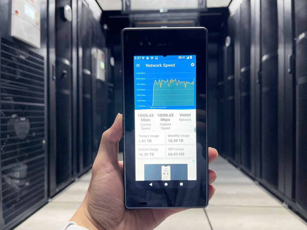 Thiết bị đo kiểm ghi nhận tốc độ truyền dữ liệu hơn 10 Gbps trên mạng Viettel trong quá trình thử nghiệm công nghệ 5G Advanced viettel-thiet-lap-toc-do-5g-ky-luc-10gbps.jpg