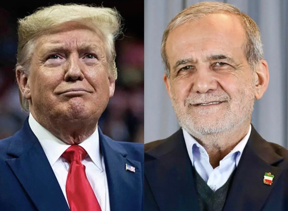 Tổng thống Mỹ Donald Trump (trái) và người đồng cấp Iran Masoud Pezeshkian. screenshot-2026-06-18-at-070516.jpg