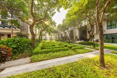 The Mansions được bao bọc bởi hệ công viên dạng tuyến rộng lớn. Ảnh: ParkCity Hanoi