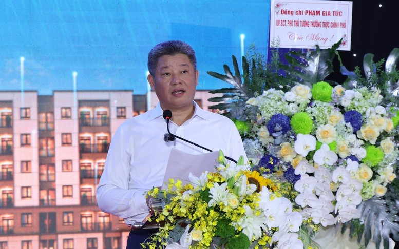 Chủ tịch UBND tỉnh Hưng Yên Nguyễn Mạnh Quyền phát biểu tại buổi lễ - Ảnh: VGP