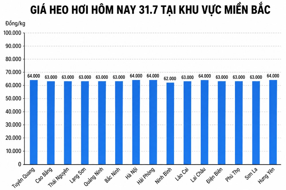 Giá heo hơi hôm nay 31.7 tại khu vực miền Trung. Đồ họa sử dụng AI