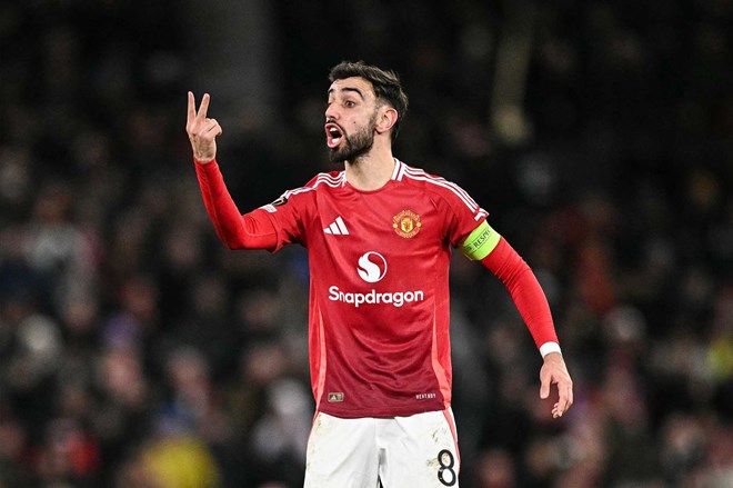 Bruno Fernandes đang làm rất tốt vai trò đội trưởng của Man United. Ảnh: AFP