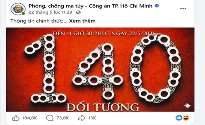 Fanpage phòng, chống ma túy của Công an TPHCM hút hàng triệu lượt xem