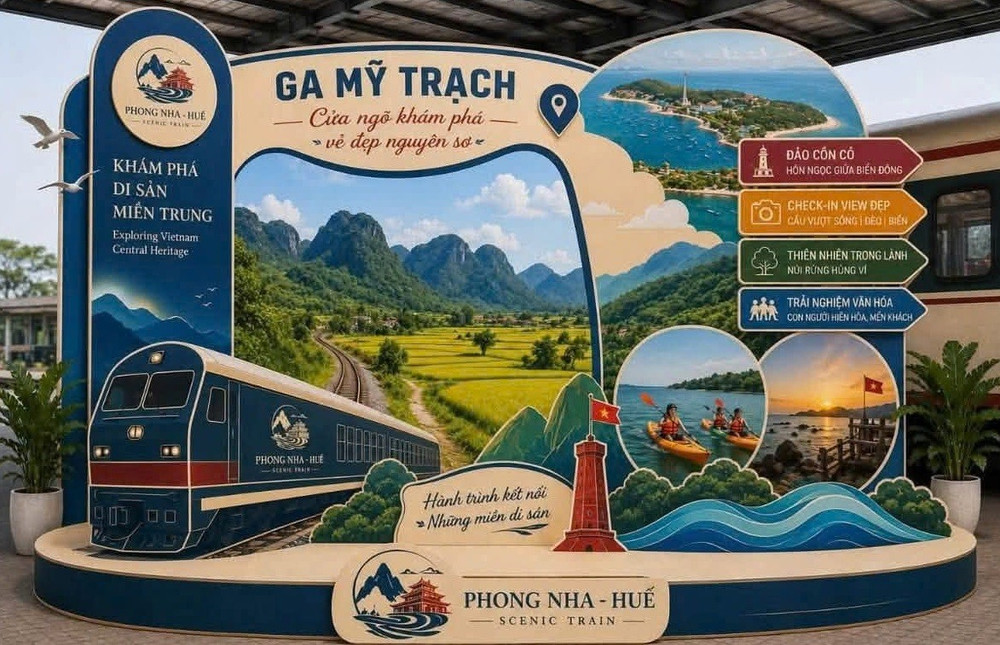 Hành trình của chuyến tàu di sản có chiều dài khoảng 190 km, chạy xuyên qua các địa danh nổi tiếng miền Trung qua các ga: Huế, Đông Hà, Mỹ Trạch, Đồng Hới, Thọ Lộc. Ảnh: VNR. 1787365115450-6718002195816001780-g2530698279329950673-cfadb3a781f2f69ed78c997f5a38dc26.jpg