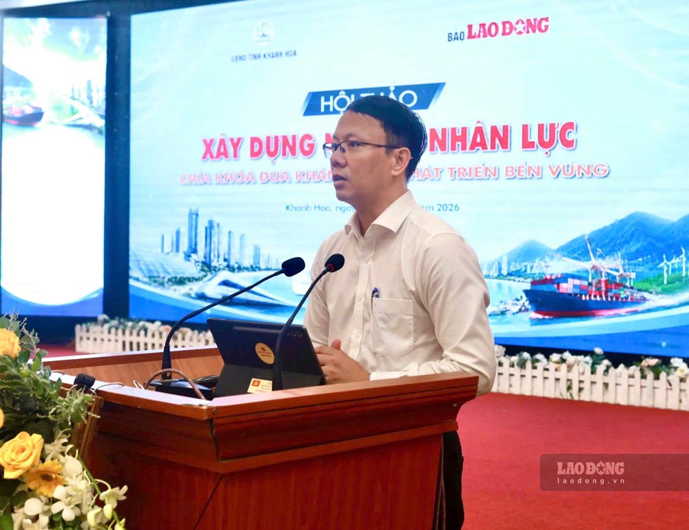 Ông Nguyễn Thanh Hà - Phó Chủ tịch UBND tỉnh Khánh Hòa phát biểu khai mạc Hội thảo. Ảnh: Duy Tuấn