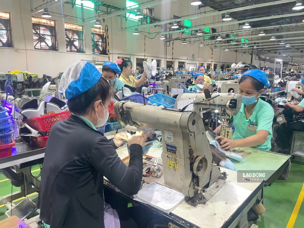 Công nhân làm việc ở Công ty TNHH Giày Thông Dụng. Ảnh chụp tháng 6.2026. Ảnh: Đình Trọng