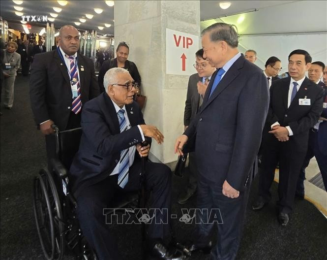 Tổng Bí thư, Chủ tịch nước Tô Lâm gặp Tổng thống Fiji Ratu Naiqama Lalabalavu. Ảnh: TTXVN