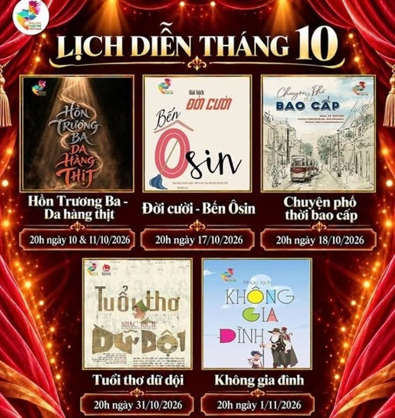 Chương trình tháng 10 của Nhà hát Tuổi trẻ Việt Nam. Ảnh: NHCC 1tt1.jpg