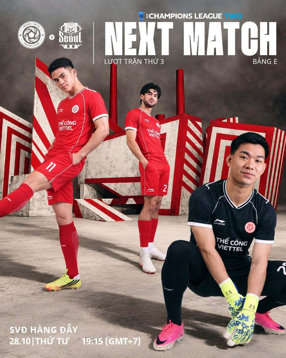 Poster trận đấu giữa Thể Công Viettel vs FC Seoul. Ảnh: Thể Công Viettel 863541283-4386634218252900-6012069888109156533-n.jpg